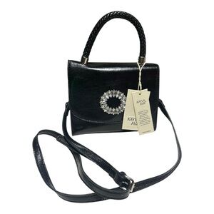 NWT Kayla + Ava Vegan Leather Purse Crossbody Black Rhinestones